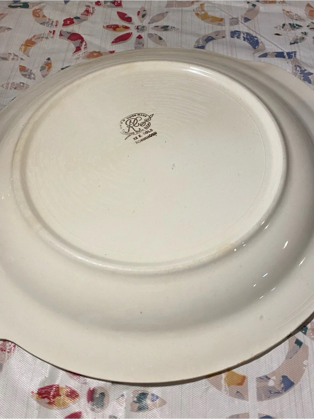 Vintage Royal China Robinhood Regal Shape Floral Serving Platter 22K Gold